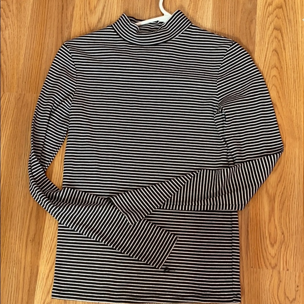 black and white striped turtle neck